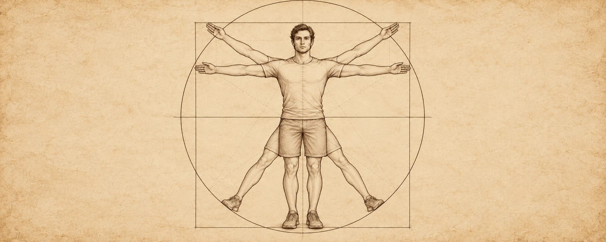 Interpretace oblečené postavy v kruhu a čtverci vytvořená pomocí AI